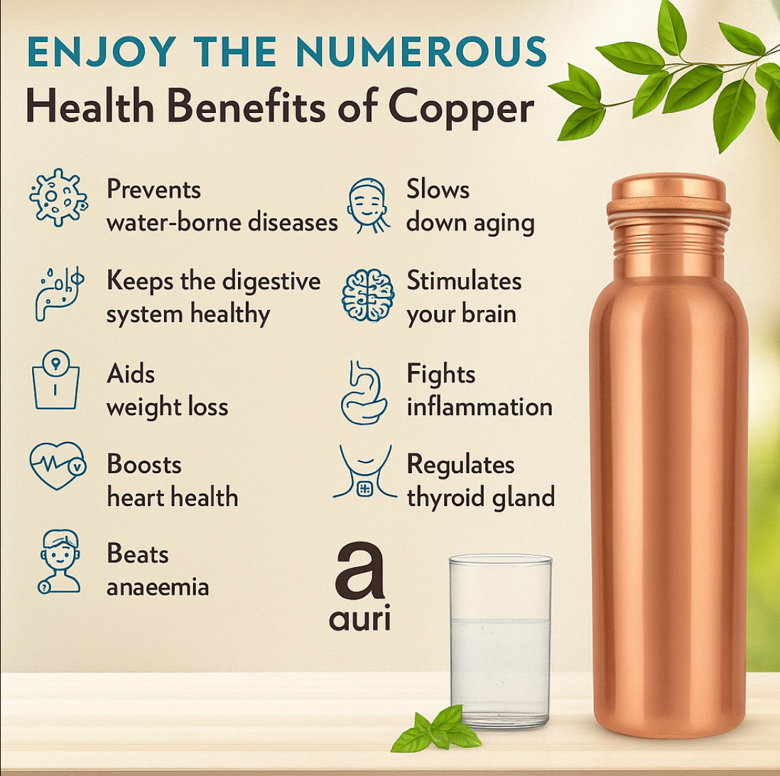 Handmade Ayurvedic Copper Water Bottle